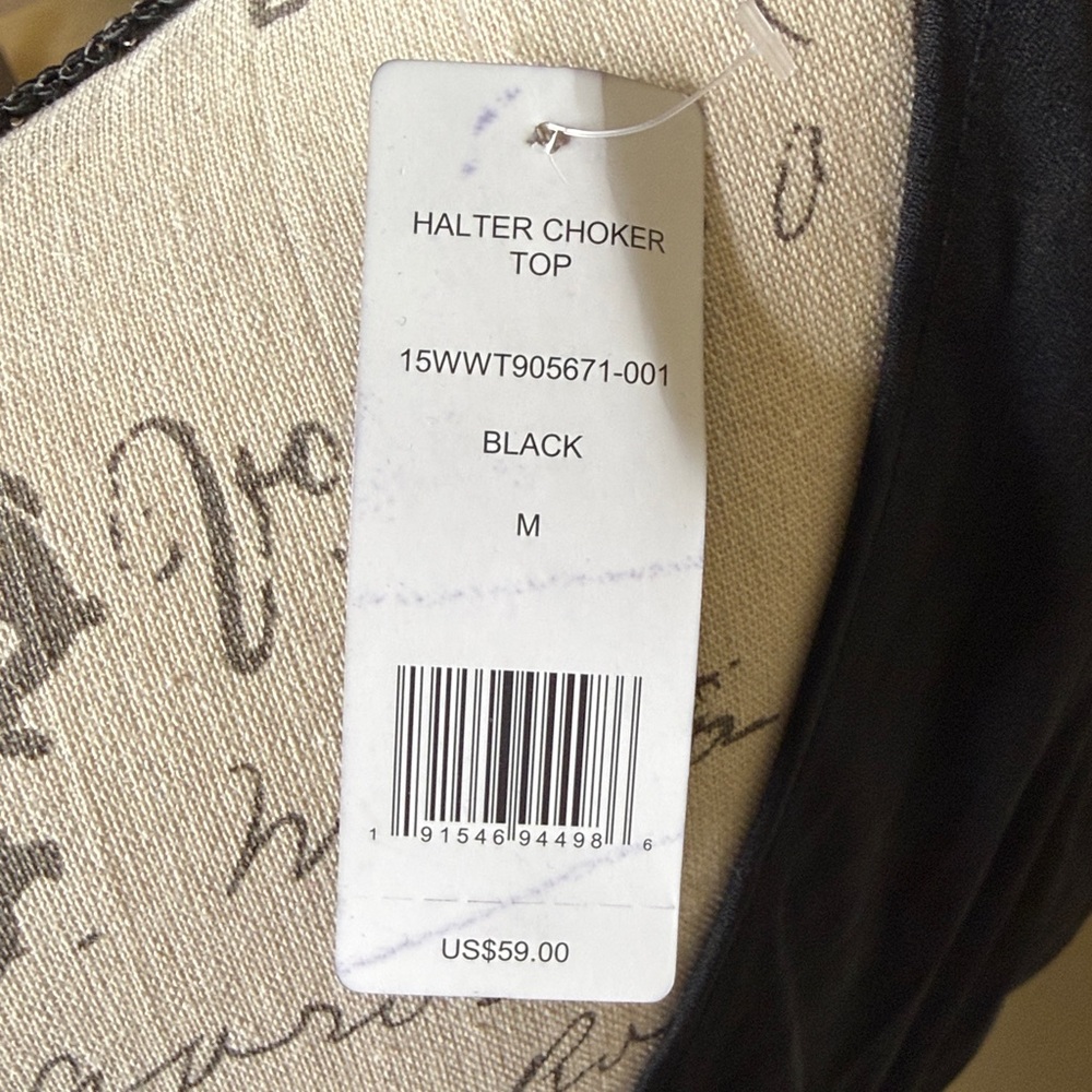 NWT ~ BEBE Black cold shoulder halter choker blouse. - Picture 5 of 5